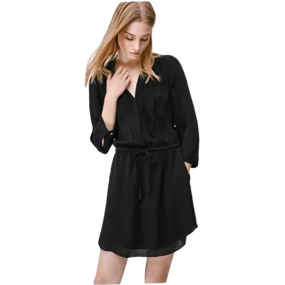 Aritzia Babaton 100 % Silk Black Bennett Dress With Pockets Size Medium M